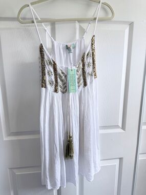 White Embroidered Tassel Sundress